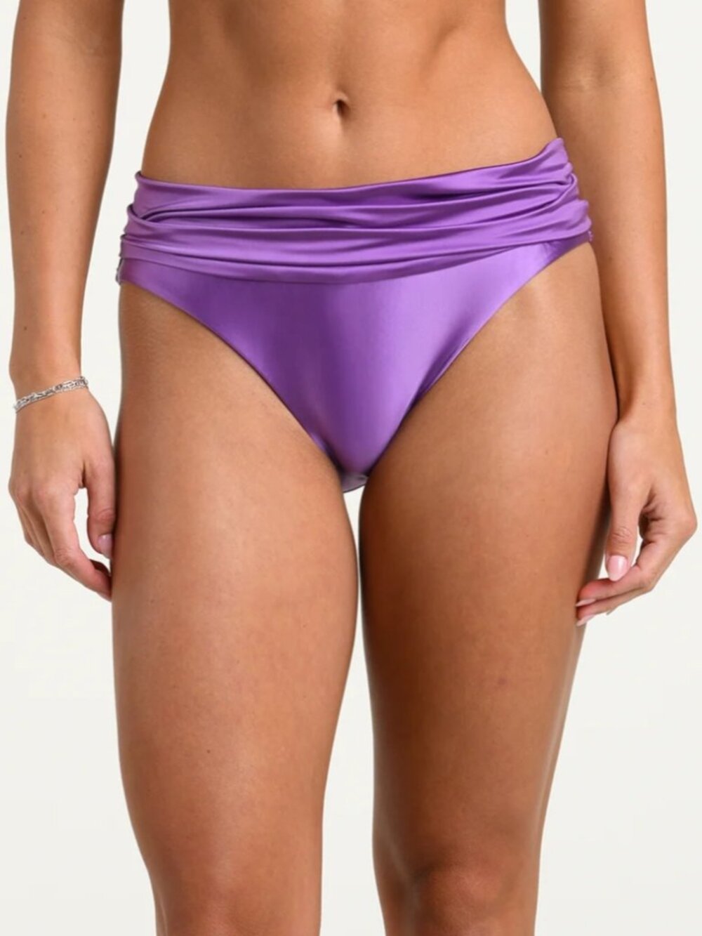 La Blanca Island Goddess Side-Shirred High-Waist Bikini Bottoms – Purple/Lavende